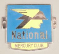 National Mercury Club enamel car badge, height 8cm