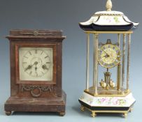 French style six pillar Anniversary clock with painted ceramic pergola top and matching hexagonal