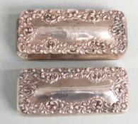 Victorian hallmarked silver trinket box with embossed decoration, London 1897 maker Henry