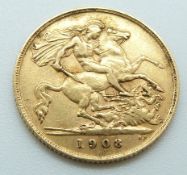 Edward VII 1908 gold half sovereign