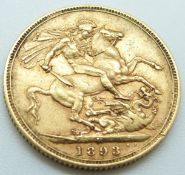 Queen Victoria 1893 veiled head gold full sovereign, Melbourne Mint