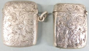 Two Victorian hallmarked silver vesta cases, one Birmingham 1891 the other 1894, weight of both 40g