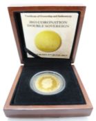 QEII 2013 gold double sovereign with cameo portrait struck on 2nd June, 60th Anniversary of the
