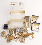A collection of costume jewellery and watches including a 9ct gold ring, silver pendant, Timex