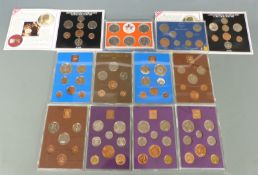 A collection of Royal Mint proof UK coin sets, including Edmonton 1978 Commonwealth Games