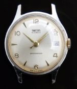 Smiths gentleman's wristwatch with date aperture gold hands and numerals, red arrow tipped centre