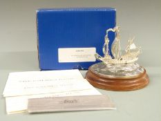 Royal Mint hallmarked silver limited edition (111/250) model of the Golden Hind sailing ship, height
