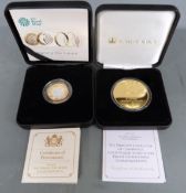 Princess Charlotte Jubilee Mint gold plated silver christening commemorative crown, together with