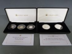 The Queen and Prince Phillip Jubilee Mint silver proof £5 coin pairs, together with The House of
