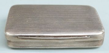 Georgian hallmarked silver snuff box with ribbed decoration, marks indistinct but likely