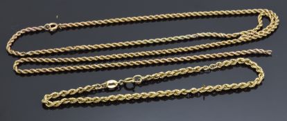 A 9ct gold rope twist bracelet and necklace, 4.9g