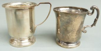 Two hallmarked silver tankards, one Birmingham 1953 the other Birmingham 1937, height of taller 8.