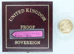 QEII 1999 fourth head proof gold full sovereign, cased with certificate 5970