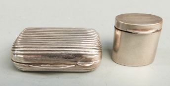 Two continental white metal trinket or similar pots, one marked 800 the other 925, length of