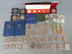 A collection of modern crowns, US commemorative dollars, 1953 uncirculated Coronation set,