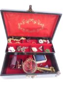 A collection of jewellery including silver ring, brooches, coral and pearl necklace, 9ct gold