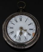 Worke of London hallmarked silver pair cased pocket watch with pierced gold hands, black Roman