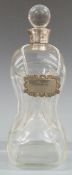 Edward VII hallmarked silver mounted glass glug decanter, Birmingham 1906 maker John Grinsell &