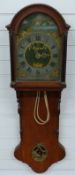 Dutch late 18th/ early 19thC wall clock in mahogany case, the hood with ebonised pillars with