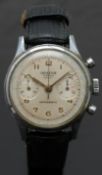 Orator gentleman's chronograph wristwatch with gold hands and Arabic numerals, silver dial,