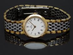 Omega DeVille ladies wristwatch ref. 518.345.58 with gold hands, black Roman numerals, cream dial,
