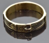 Victorian mourning buckle ring set with plaited hair