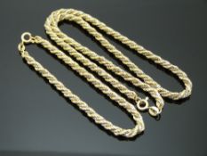 A 9ct gold bi-coloured rope twist necklace and bracelet, 13.9g