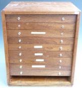 Mahogany nine drawer collector's cabinet with removable front, W44 x D35 x H50cm.