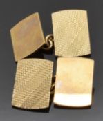 A pair of 9ct gold cufflinks with engine turned decoration, 7.2g