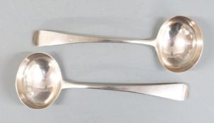 Pair of Georgian hallmarked silver sauce ladles, London 1805 maker Stephen Adams, length 17cm,