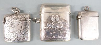 Two Edward VII hallmarked silver vesta cases, one Birmingham 1902 the other 1906 together with a