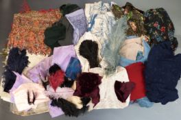 A collection of vintage textiles including Oriental style silk jacket by Madame Wright, Little