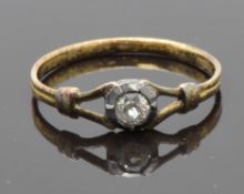 Georgian / early Victorian ring set with an old cut diamond, size I
