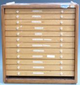 Mahogany twelve drawer collector's cabinet with removable front, W45 x D34 x H47cm.