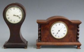 A late 19thC French balloon cased mantel clock with Roman enamelled dial, red Arabic quarters and