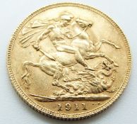 George V 1911 gold full sovereign
