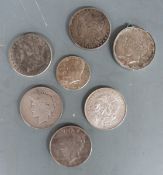 Five U.S silver dollars comprising 1896 and 1898 Morgan type and three Liberty examples 1926, 1927