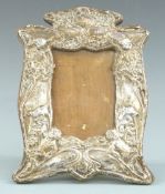 Art Nouveau hallmarked silver photograph frame to suit 6x4 inch photo, with easel back, Chester