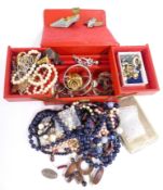 A collection of costume jewellery including silver bangle, silver butterfly wing brooch, Capri
