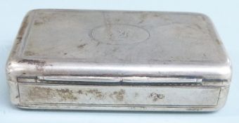 Victorian hallmarked silver snuff box with gilt interior, London 1860 maker Charles Rawlings &