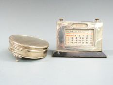 Hallmarked silver circular dressing table box, diameter 11.5cm together with a hallmarked silver