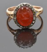 Georgian / Victorian ring set with an intaglio carved with a wolf and 'fortis et fidelis' (strong