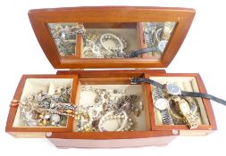 A collection of costume jewellery including three silver rings, silver bracelet, etc