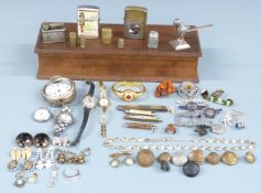 Collectables to include pocket watches, watches including Rotary, pen knives, military buttons,