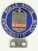 Rolls-Royce Enthusiasts' Club enamel car badge, height 9.5cm