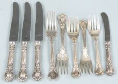 Quantity of Birks Sterling white metal cutlery comprising five forks (length of longest 17.5cm)