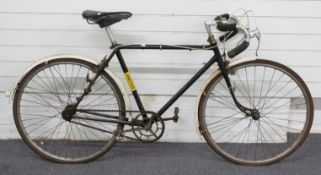 Vintage road bike with 48cm frame, drop bar handlebars, Brooks seat and fived gears