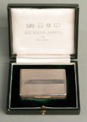 Modern hallmarked silver snuff box with engine turned decoration, London 2007, maker PJD Silver Ltd,