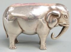 Edward VII novelty hallmarked silver elephant pin cushion, Birmingham 1905, makers mark rubbed but