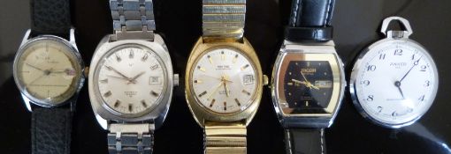 Four vintage wristwatches comprising Montine of Switzerland, Buler Horseshoe Calendar, M* and